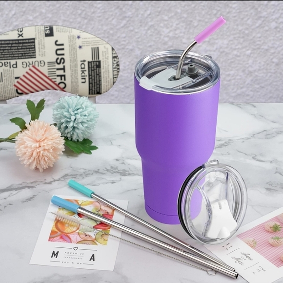 NWT MUTNITT 30oz Double Wall Stainless Steel Tumbler, Straws, Lids & Cleaner Set - Picture 16 of 16